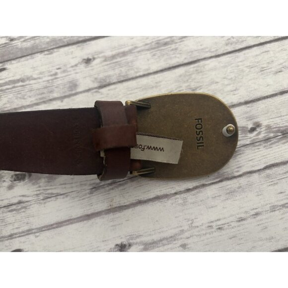 Fossil Genuine Brown Leather Belt Aged Cowgirl Brass Bejeweled Sz S - Picture 4 of 8